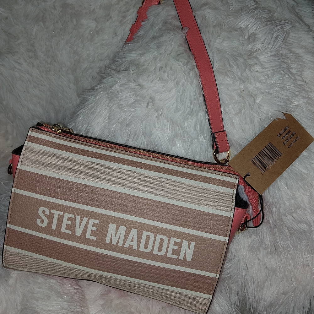 Steve Madden Pink and Cream Striped Crossbody